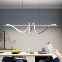 Mikeru LED Függőlámpa Spirál Dizájn 100 cm - Fekete Étkezőasztal Csillár Távirányítóval, Fényerő és Színhőmérséklet Szabályozás, 36W 2