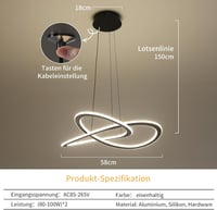 Mikeru Modern Függőlámpa Étkezőasztalhoz - Távirányítós Csillár 3 Színhőmérséklettel (3000K-6000K) - Fényerőszabályozható Alumínium Mennyeze 4