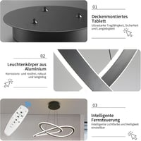 Mikeru Modern Függőlámpa Étkezőasztalhoz - Távirányítós Csillár 3 Színhőmérséklettel (3000K-6000K) - Fényerőszabályozható Alumínium Mennyeze 3