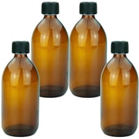 Set 4 Sticle din Sticlă Brună cu Capac cu Filet, 500 ml – Recipiente de Depozitare Reutilizabile 1