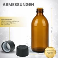 Set 4 Sticle din Sticlă Brună cu Capac cu Filet, 500 ml – Recipiente de Depozitare Reutilizabile 4