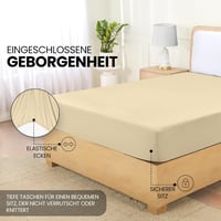 Mikroszálas gumis lepedő 90x190 cm - Bézs színű mély zsebekkel (35 cm) - Bőrbarát, Oeko-Tex tanúsítvánnyal - Poliészter ágynemű 4