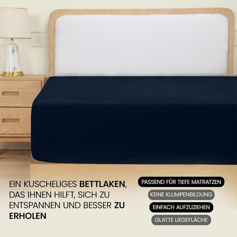 Mikroszálas mélyzsebes gumis lepedő, 90x200 cm, 35 cm magas matrachoz, tengerészkék, bőrbarát Oeko-Tex tanúsítvánnyal, poliészter