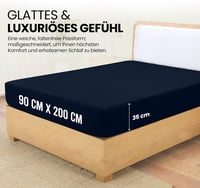 Mikroszálas mélyzsebes gumis lepedő, 90x200 cm, 35 cm magas matrachoz, tengerészkék, bőrbarát Oeko-Tex tanúsítvánnyal, poliészter 2