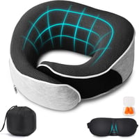MILADO Utazási Nyakpárna Memory Foam 3D Kontúrozott Szemmaszk Szett Világosszürke 1