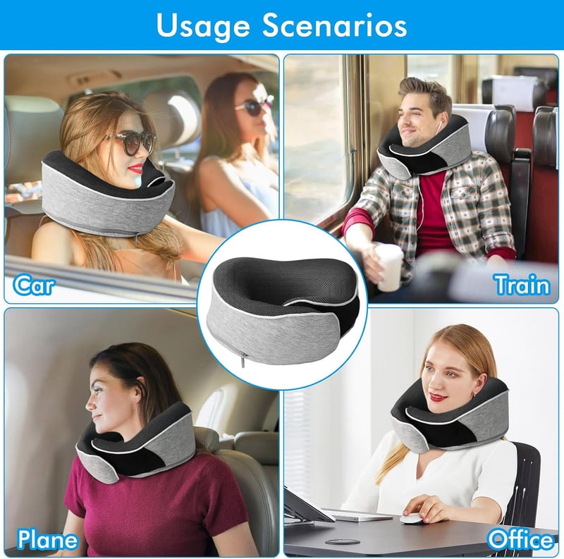 MILADO Utazási Nyakpárna Memory Foam 3D Kontúrozott Szemmaszk Szett Világosszürke