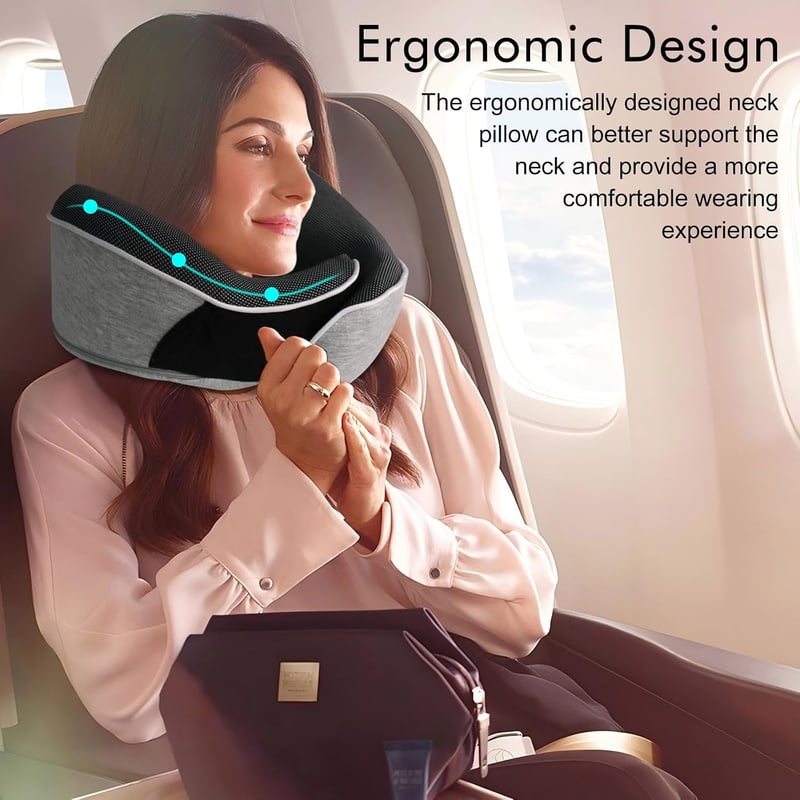 MILADO Utazási Nyakpárna Memory Foam 3D Kontúrozott Szemmaszk Szett Világosszürke