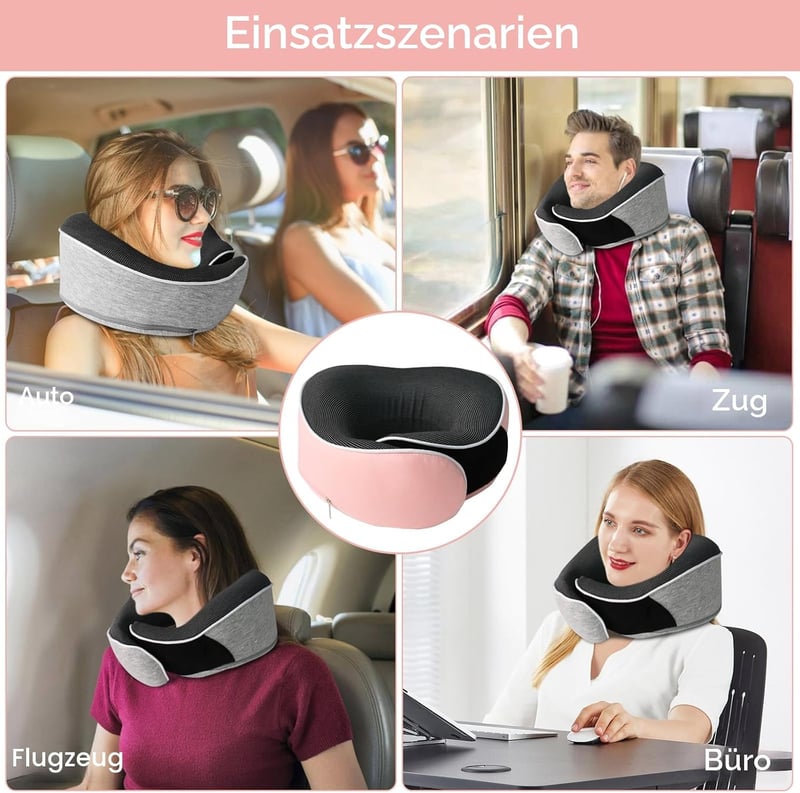 MILADO Utazási Nyakpárna Memory Foam Repülőgéphez Rózsaszín 3D Szemmaszkkal