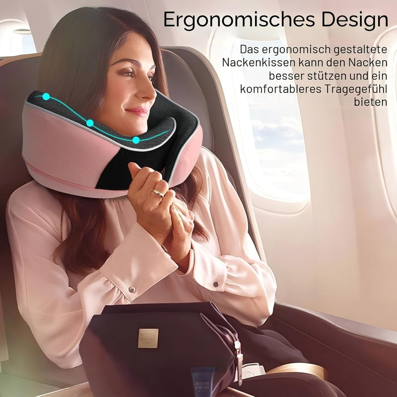 MILADO Utazási Nyakpárna Memory Foam Repülőgéphez Rózsaszín 3D Szemmaszkkal