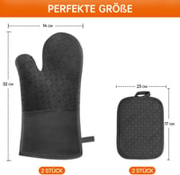MILcea Sütőkesztyű 4 részes szett, 300°C hőálló, csúszásmentes konyhai kesztyű - Black 9