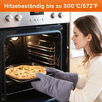 MILcea súprava kuchynských rukavíc a chňapiek 4 ks – žiaruvzdorné do 300 °C, protišmykové silikónové rukavice, mäkká bavlna, predĺžený strih, sivé 2