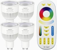 Milight Miboxer GU10 RGB+CCT LED Spotlámpa Szett - 4db 6W Színváltós Izzó Távirányítóval, Okosotthon Kompatibilis, Állítható Színhőmérséklet 1