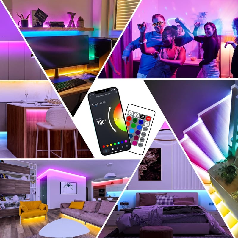 Militisto 30M RGB LED Szalag WiFi Okos Világítás Alexa Google Assistant Kompatibilis Zeneszinkron Távirányítóval 2x15m