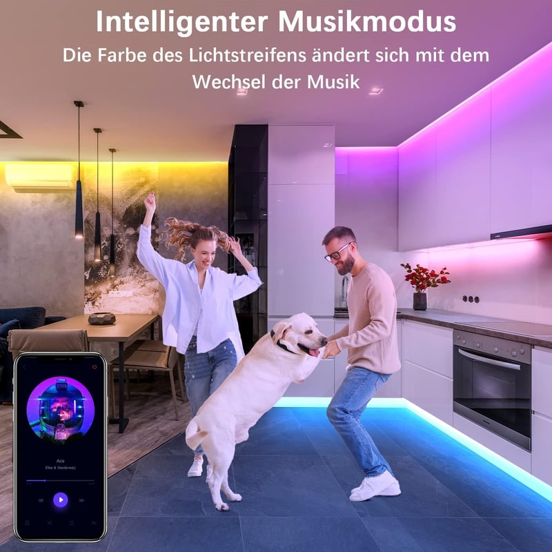 Militisto 30M RGB LED Szalag WiFi Okos Világítás Alexa Google Assistant Kompatibilis Zeneszinkron Távirányítóval 2x15m