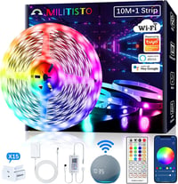 Militisto LED Szalag 10m RGB WiFi Okos Világítás Alexa Kompatibilis Távirányítóval Zene Szinkronizálás App Vezérlés 1