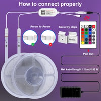 Militisto LED szalag 15m RGB színváltós, Alexa kompatibilis WiFi vezérlés, zenére reagáló okos világítás távirányítóval 5