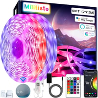 Militisto LED szalag 15m RGB színváltós, Alexa kompatibilis WiFi vezérlés, zenére reagáló okos világítás távirányítóval 1
