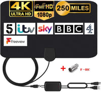 MILIWAN TV Antenna Erősítővel - HDTV DVB-T/DVB-T2 Digitális Antenna 4,4m Kábellel, Ablakra Ragasztható VHF/UHF/FM Vevőantenna 1