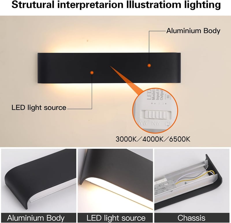 Mille Lucciole 18W LED fali lámpa fekete 28cm 2db szett