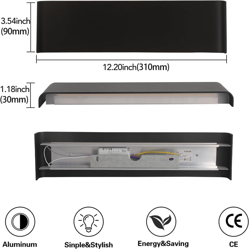 Mille Lucciole LED fali lámpa 18W 31cm fekete meleg fehér 2db