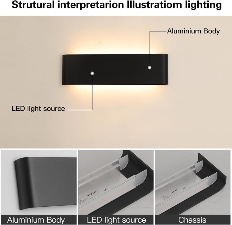 Mille Lucciole LED fali lámpa 18W 31cm fekete meleg fehér 2db