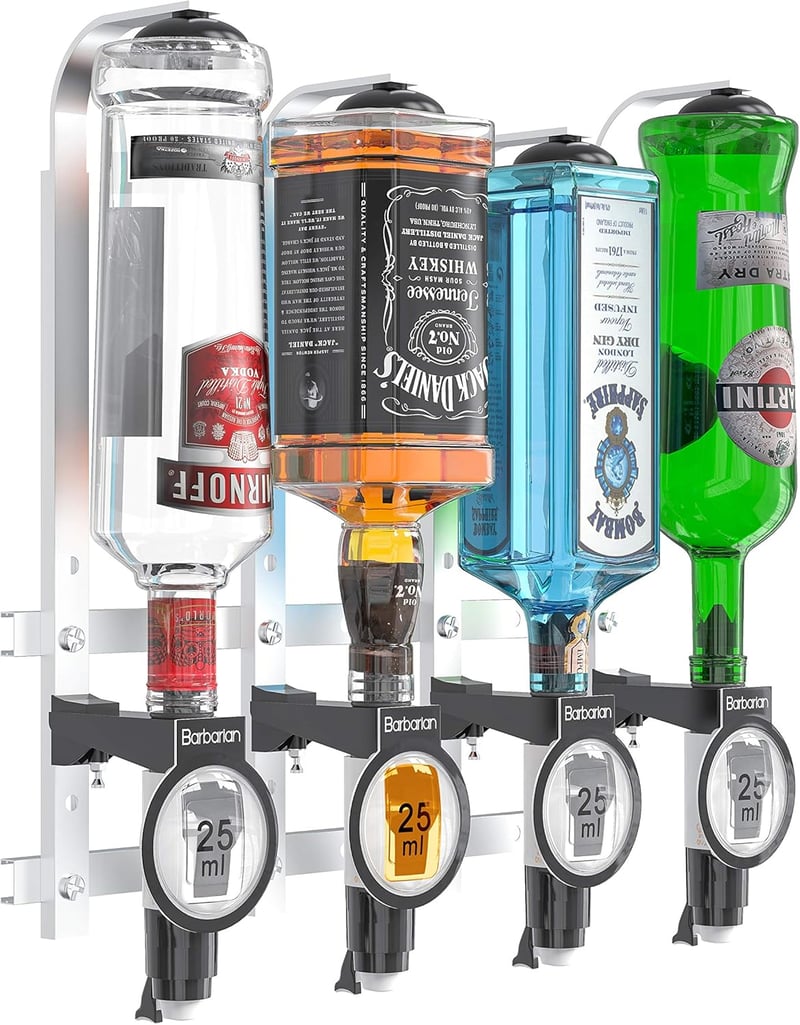 MillyAnne London 4 Flascos Barbarian Fali Italdózsoló Szett Whiskey Rum Vodka Adagolóhoz