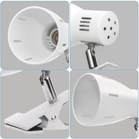 Stolná lampa s klipom Milpoel so závitom E27, nastaviteľná lampa na čítanie, prácu a štúdium, tenký a ľahký dizajn, biela 5