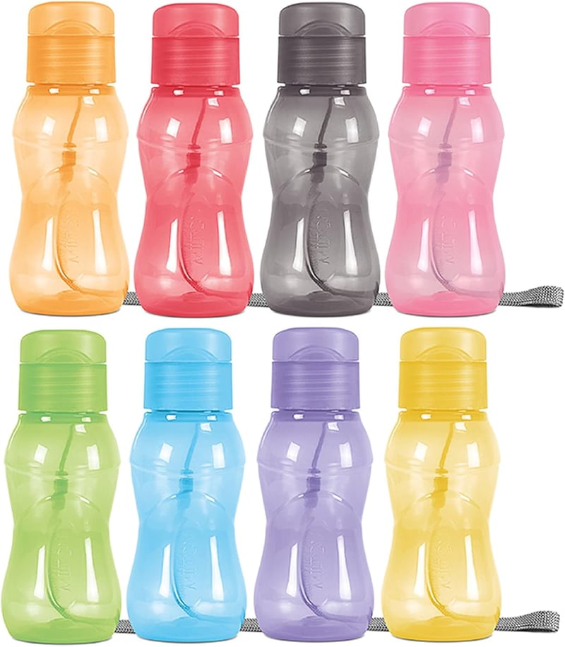 MILTON 8 db-os Gyermek Kulacs Szett 180ml - Szivárgásmentes Sportpalack Hordozópánttal Iskolába, Túrázáshoz, Sportoláshoz
