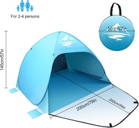 Mimajor Pop-Up Strandtáska Automatikus 3-4 Személyes UPF 50+ UV Védelem 6