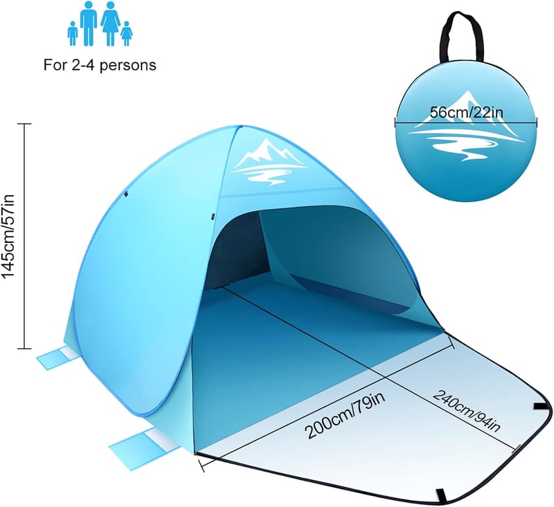 Mimajor Pop-Up Strandtáska Automatikus 3-4 Személyes UPF 50+ UV Védelem