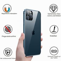 Magnetický kryt MIMGOAL na Apple iPhone 12 Pro, 360-stupňová úplná ochrana, kovový rám, predná a zadná strana z tvrdeného skla, ultratenký priehľadný flipový obal, zlatý 7
