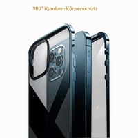 Magnetický kryt MIMGOAL na Apple iPhone 12 Pro, 360-stupňová úplná ochrana, kovový rám, predná a zadná strana z tvrdeného skla, ultratenký priehľadný flipový obal, zlatý 2