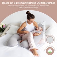 mimi kalu Oldaltámasztó Memóriahabos Párna Platina Szürke - Terhességi és Szoptató Párna, Légáteresztő Pamuthuzattal és Alvómaszkkal, 130x70 3