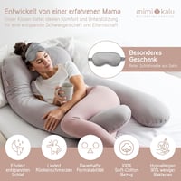 mimi kalu Oldaltámasztó Memóriahabos Párna Platina Szürke - Terhességi és Szoptató Párna, Légáteresztő Pamuthuzattal és Alvómaszkkal, 130x70 2