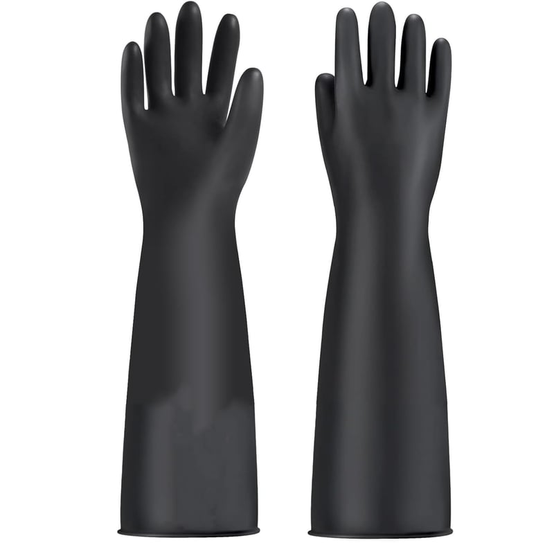 MIN-XL Vegyi Ellenálló Kesztyű, Latex Mentes, Sav és Lúg Védelem, 45cm Fekete