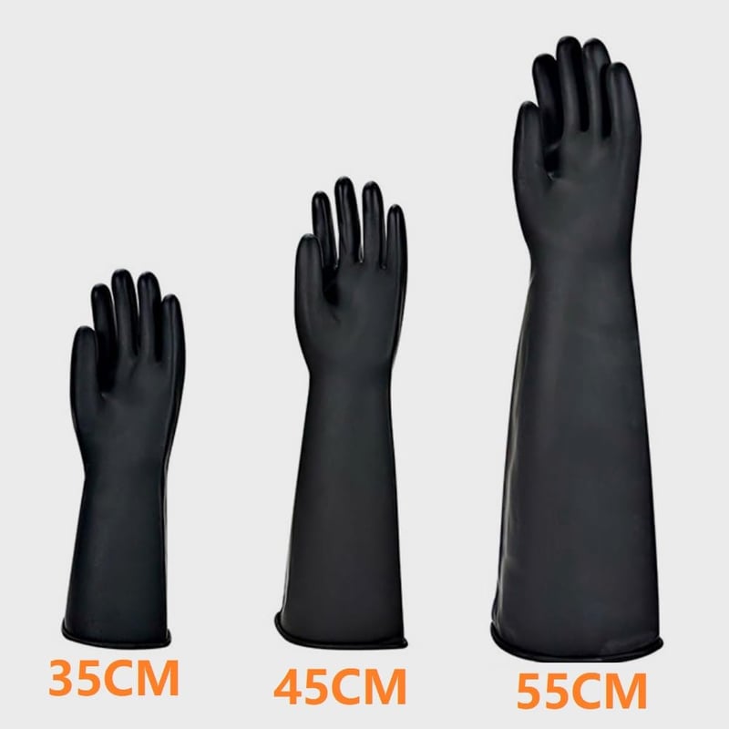 MIN-XL Vegyi Ellenálló Kesztyű, Latex Mentes, Sav és Lúg Védelem, 45cm Fekete