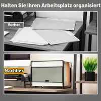 Organizator de birou suspendat din metal Mind Reader, suport pentru documente, depozitare pentru birou, grilaj metalic, 83,8 x 24,8 x 26 cm, negru 4