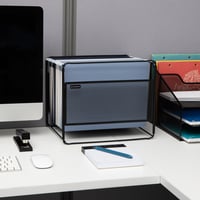 Organizator de birou suspendat din metal Mind Reader, suport pentru documente, depozitare pentru birou, grilaj metalic, 83,8 x 24,8 x 26 cm, negru 2
