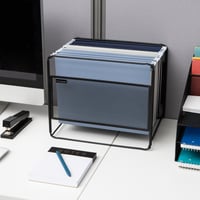 Organizator de birou suspendat din metal Mind Reader, suport pentru documente, depozitare pentru birou, grilaj metalic, 83,8 x 24,8 x 26 cm, negru 6