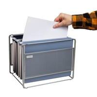 Organizator de documente suspendate Mind Reader, suport de birou, grilaj metalic, 33 x 24,8 x 26 cm, argintiu 4