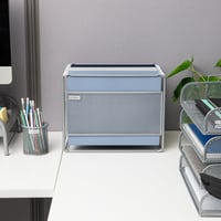 Organizator de documente suspendate Mind Reader, suport de birou, grilaj metalic, 33 x 24,8 x 26 cm, argintiu 6