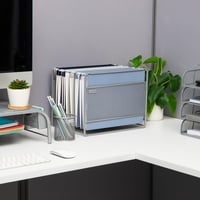Organizator de documente suspendate Mind Reader, suport de birou, grilaj metalic, 33 x 24,8 x 26 cm, argintiu 2