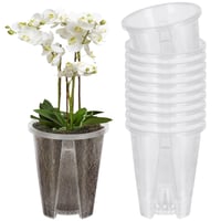 Mineup 10 ks priehľadných črepníkov na orchidey s odtokovými otvormi, 10 cm, plastový kvetináč na orchidey pre vnútorné aj vonkajšie použitie, na balkón a stôl 1