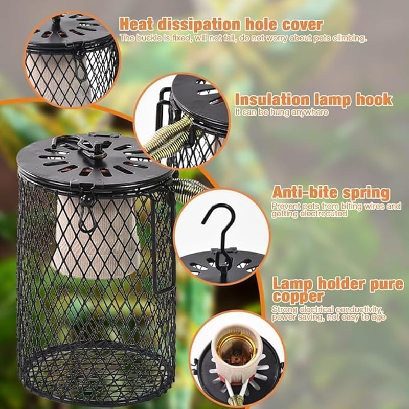 Mineup 2db Kerámia Hőlámpa E27 50W Teknős Kígyó Gyík Védőkosárral