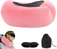 Mineup ergonomikus nyakpárna utazáshoz, repülőgéphez, autóhoz - memóriahabos, rózsaszín 1