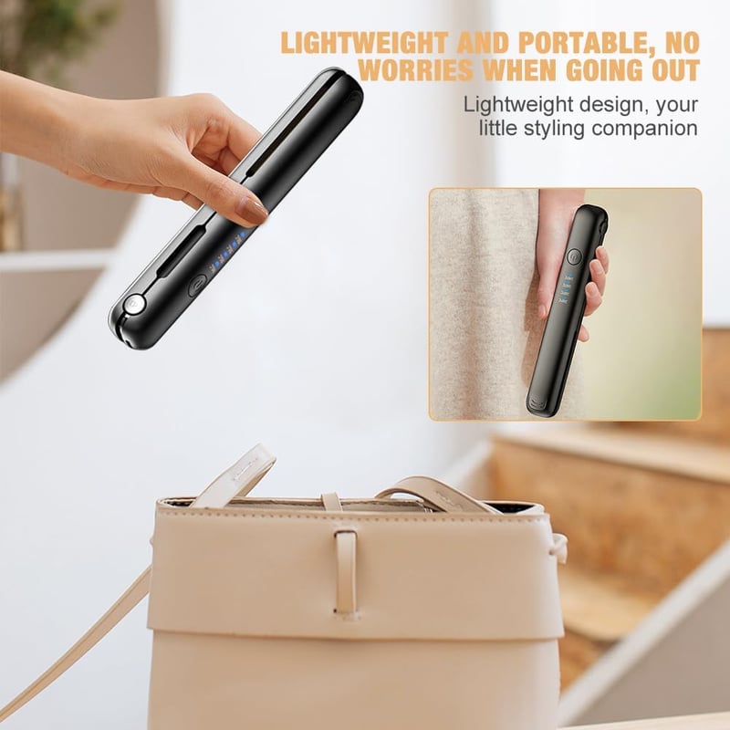 Mineup Mini Vezeték Nélküli Hajvasaló 2-in-1 - Egyenesítés és Göndörítés, 4 Hőfokozat, 3200 mAh Titánium Lapok, LCD Kijelző, 140-200°C