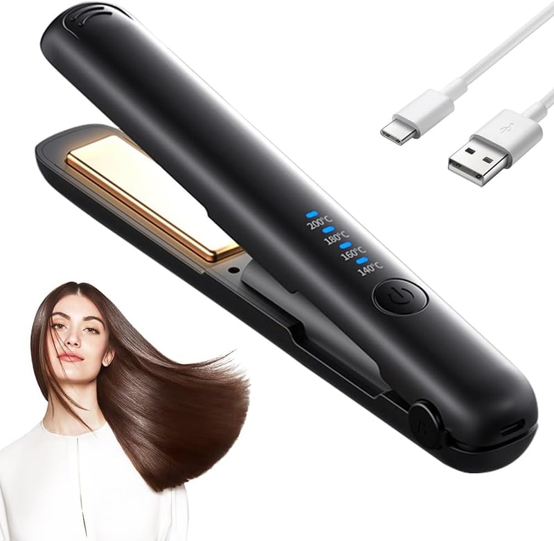 Mineup Mini Vezeték Nélküli Hajvasaló 2-in-1 - Egyenesítés és Göndörítés, 4 Hőfokozat, 3200 mAh Titánium Lapok, LCD Kijelző, 140-200°C