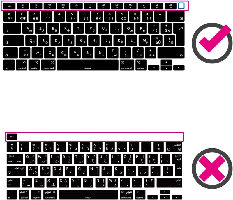 MiNGFi Szilikon Orosz Billentyűzet Védő MacBook Air 13" A2179 A2337 M1 EU ISO Kiosztás Fekete Billentyűzet Takaró