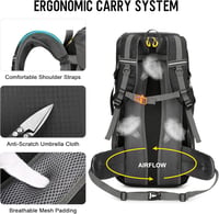 Mingfuxin 50L Vízálló Túrahátizsák - Unisex Trekking Hátizsák Esővédővel, Túrázáshoz, Hegymászáshoz, Kempingezéshez és Utazáshoz 6
