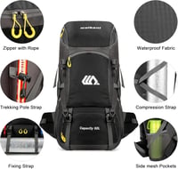 Mingfuxin 50L Vízálló Túrahátizsák - Unisex Trekking Hátizsák Esővédővel, Túrázáshoz, Hegymászáshoz, Kempingezéshez és Utazáshoz 4